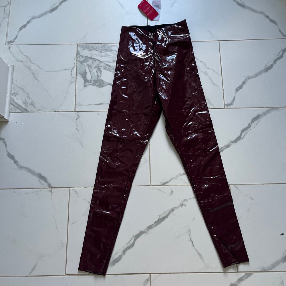 Commando Faux Patent Leather Leggings Burgundy Sz Small